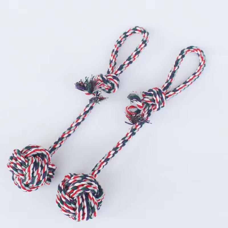 Juguete de cuerda de algodón para perros entrenamiento molar tiro de la mano bola colgante juguete de entrenamiento para perros resistente a mordeduras Corgi Teddy suministros para mascotas