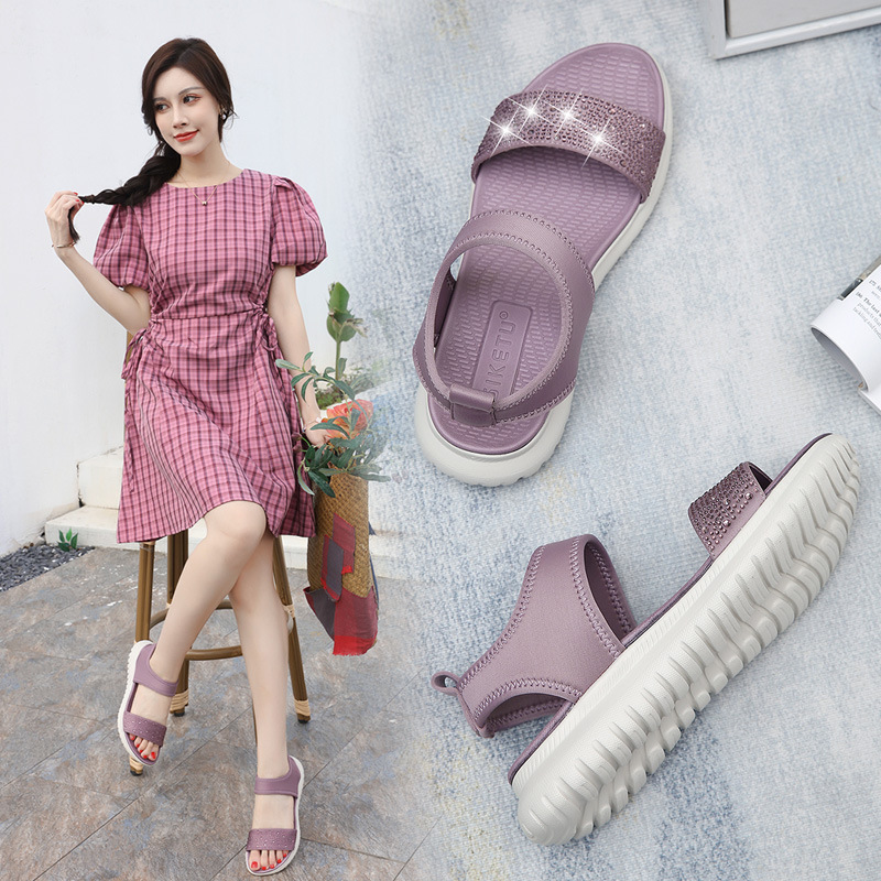 H1109 - A3 2025 verano nuevos productos sandalias de mujer simple ligera sandalias de diamante de estilo deportivo para mujeres