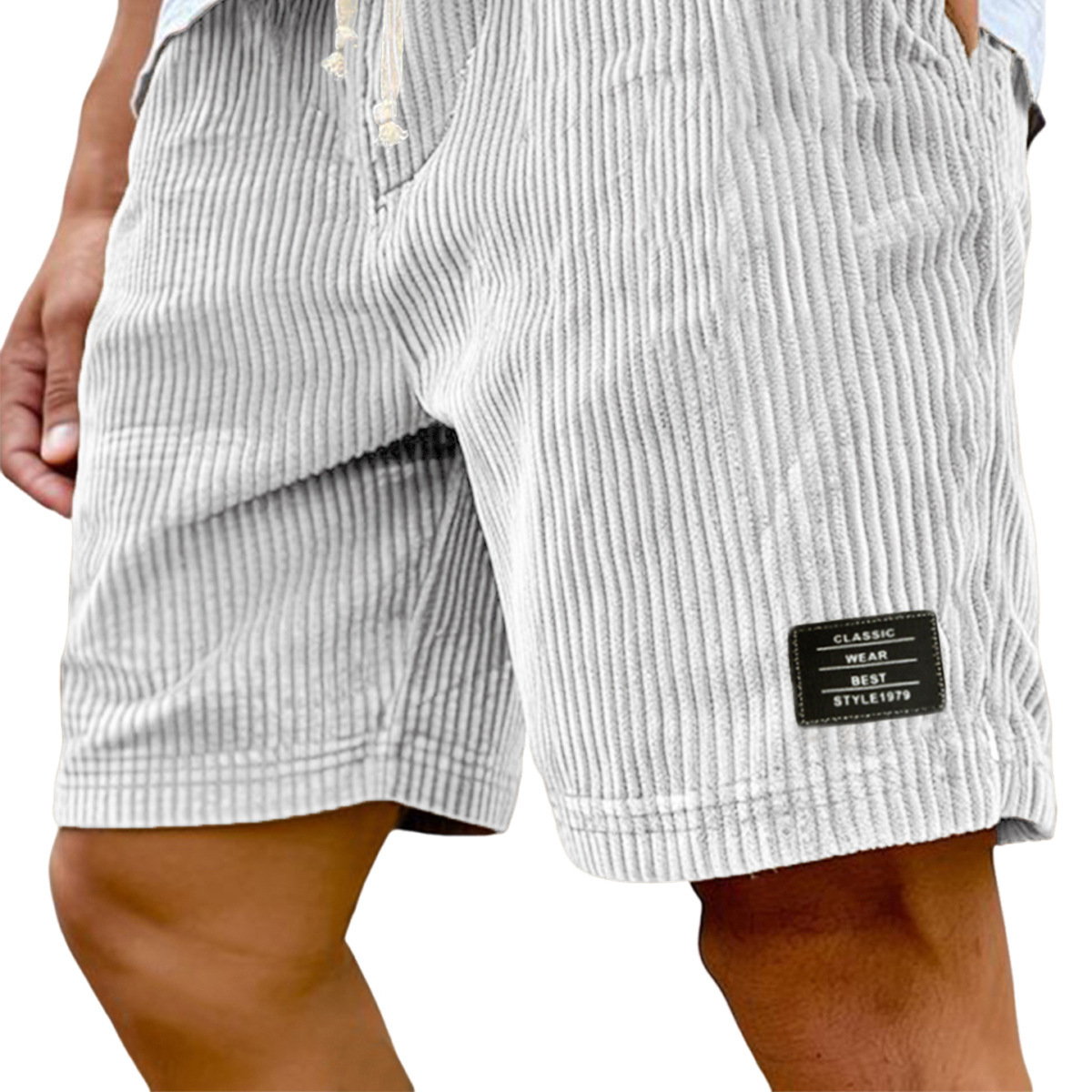 Thick Black Label 2025 Summer New Men's Corduroy Retro Casual Shorts Breathable Five-Point Pants