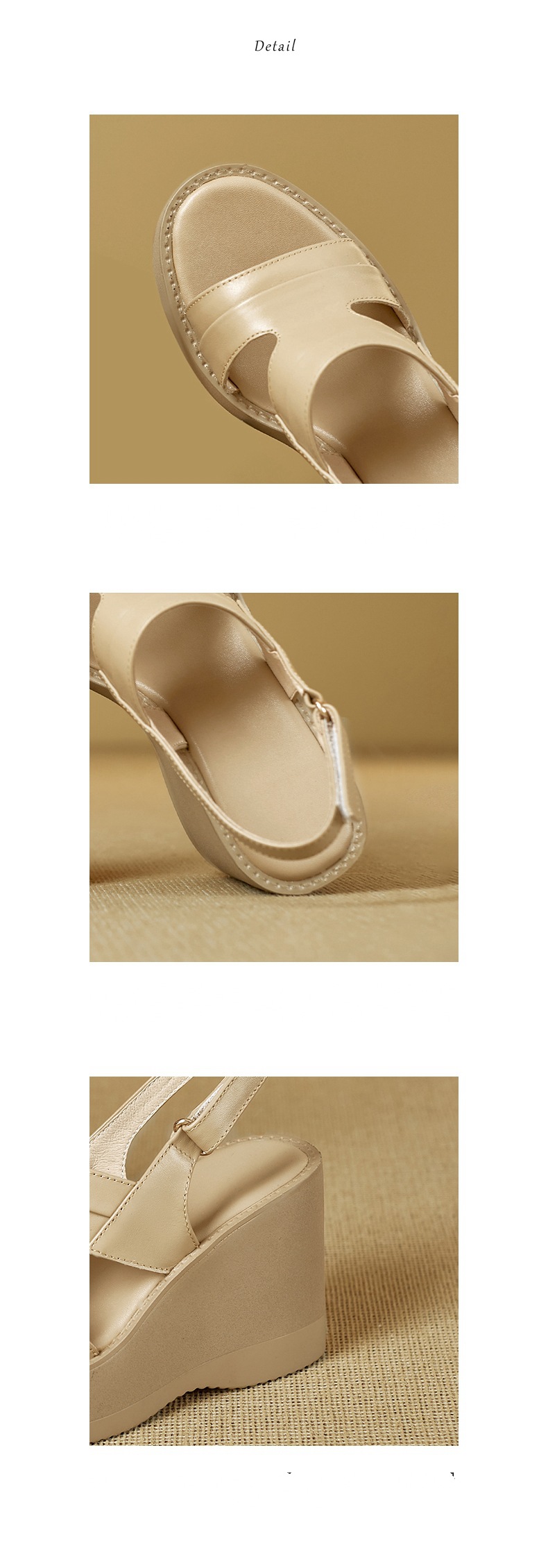 Sandal nữ hở mũi đế xuồng da bò cao gót quai ngang phong cách La Mã — đen chi tiết 2
