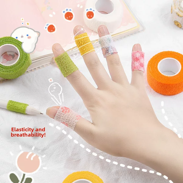 Cute Cartoon High-Elastic Finger Bandage for Students to Write With, Self-Adhesive Finger Protection Tape, Fashionable Anti-Wear and Anti-Callus Finger Protector