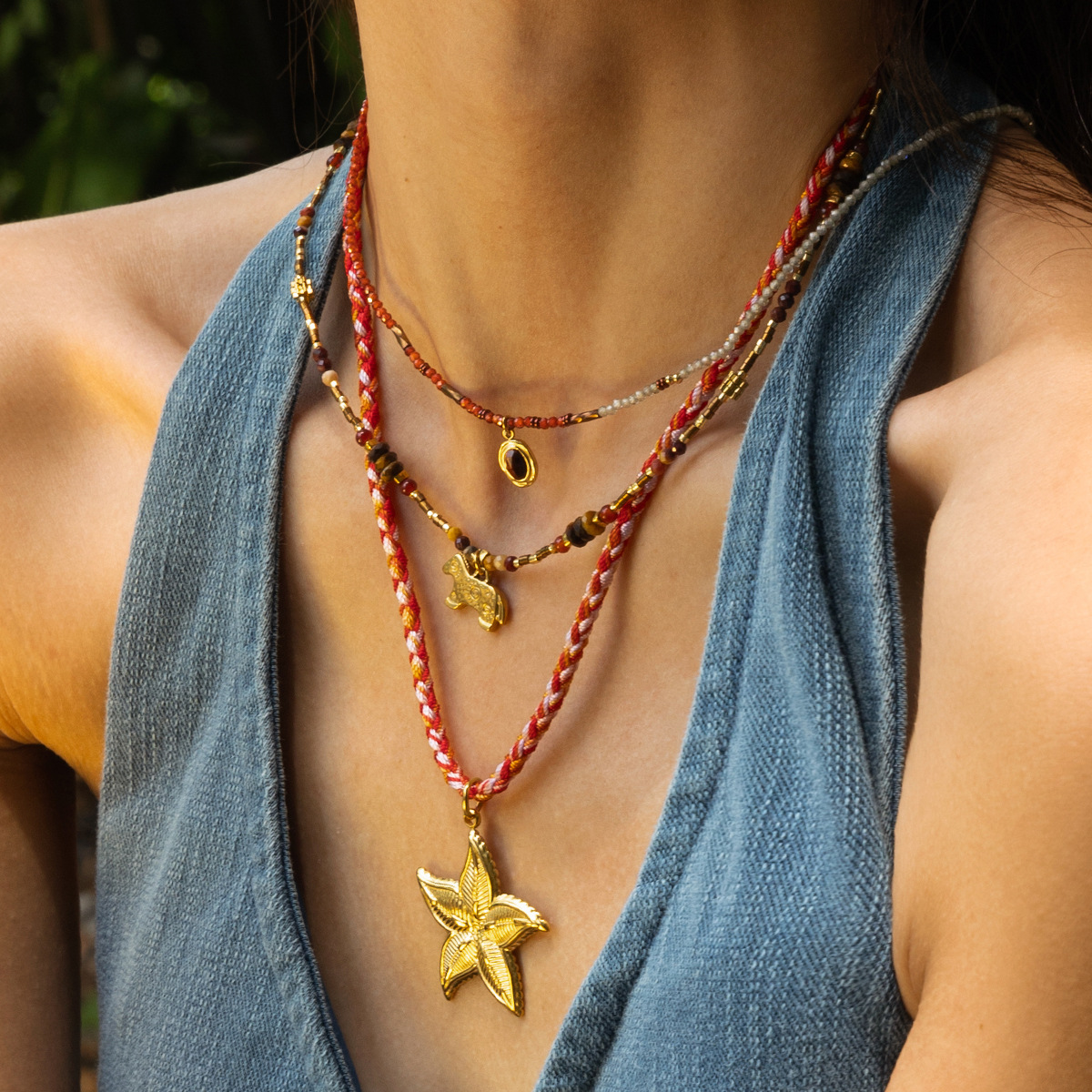 Tiana Europa y América collar de acero inoxidable dulce y cool chica caliente viento de playa marina cuerda gruesa trenzada cadenas de clavículas transfronterizas ventas calientes mujeres