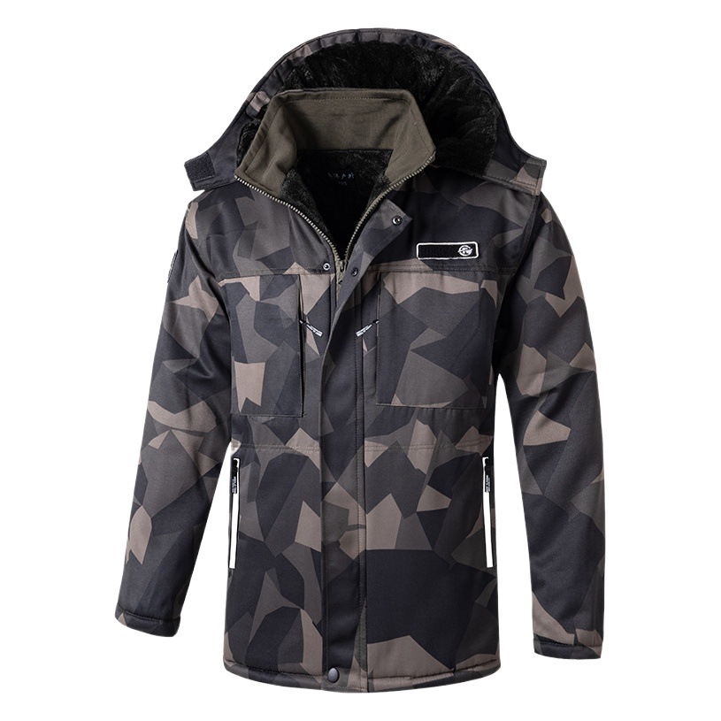 Chaqueta de invierno de algodón acolchado traje de los hombres forrado de lana engrosada Chaqueta de algodón acolchado ropa de trabajo impermeable más tamaño abrigo ropa de trabajo de algodón acolchado abrigo