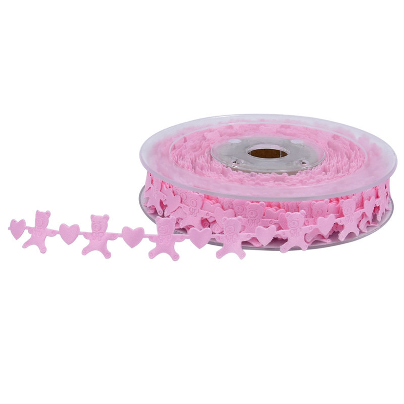 Transfronterizo azul en relieve ultrasónico pequeño oso amor cinta bebé cumpleaños luna llena decoración cinta hecha a mano