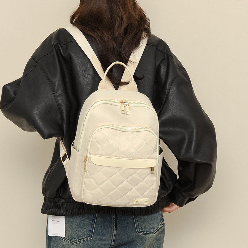 2024 nuevo estilo rombo tela Oxford mochila de viaje mochila doble para mujer de moda mochila de nailon mochila de ocio de gran capacidad