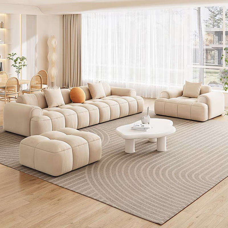 Sofá de tela de marshmallow puff gato agarrar tela estilo francés crema viento pequeño sala de estar moderno simple sofá de nube