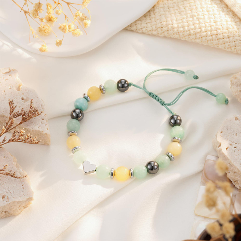 Cross-border Hot Selling Hand-woven Peach Heart Birthday Gift Bracelet 8mm Adjustable Magnetic Beads Topaz Beaded Bracelet