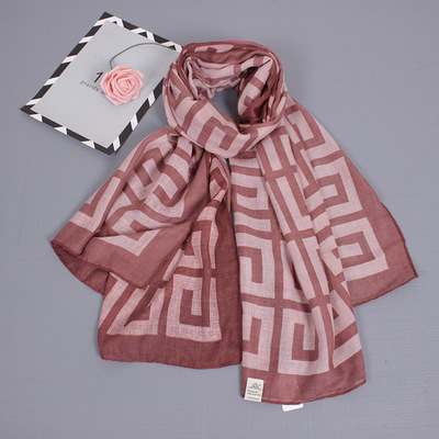 絲巾春秋款洋氣時尚棉質加寬長巾夏季旅遊披肩兩用薄款圍巾