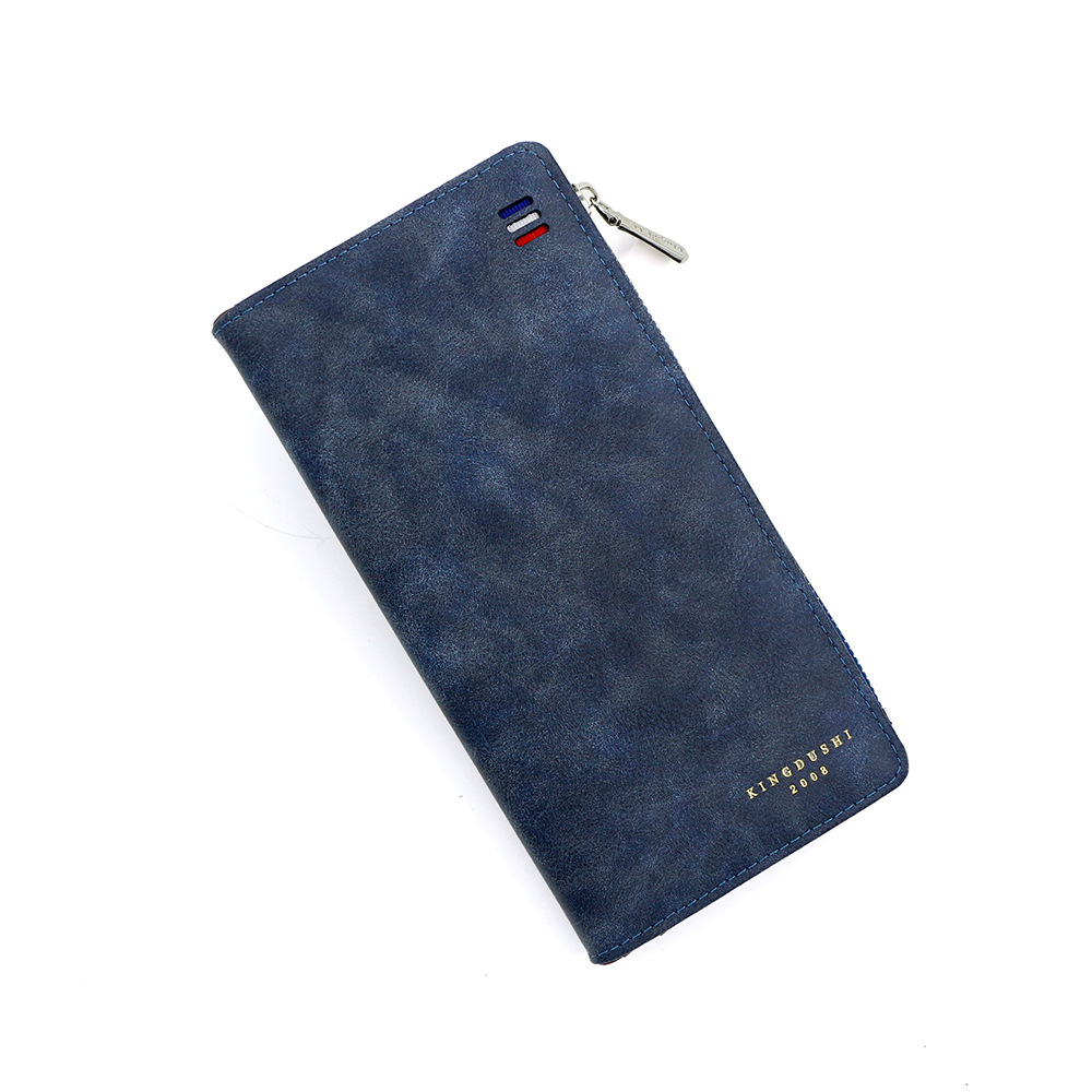 Nuevo bolso largo de hombre simple cuero esmerilado bolso de tarjeta de tarjeta bolso lateral con cremallera bolso largo de hombre al por mayor