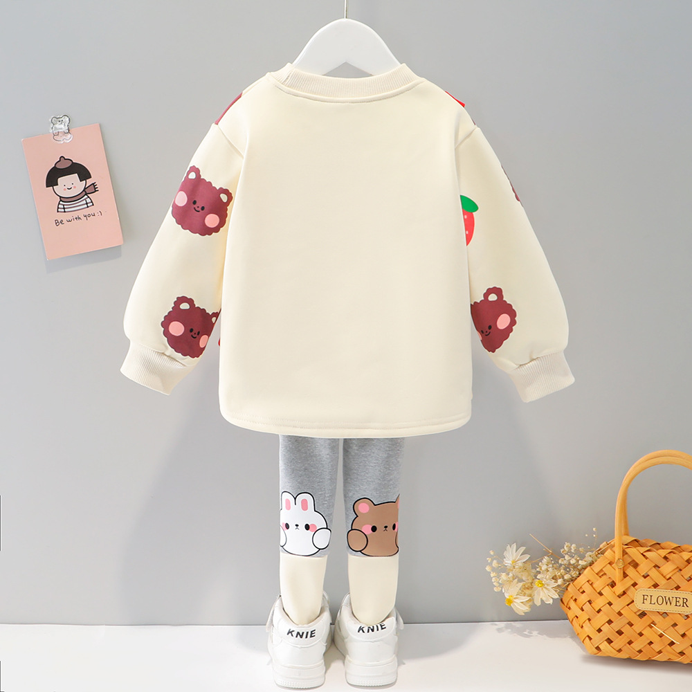 Completo in pile cartoon per bambina set invernale due pezzi_voghion.com