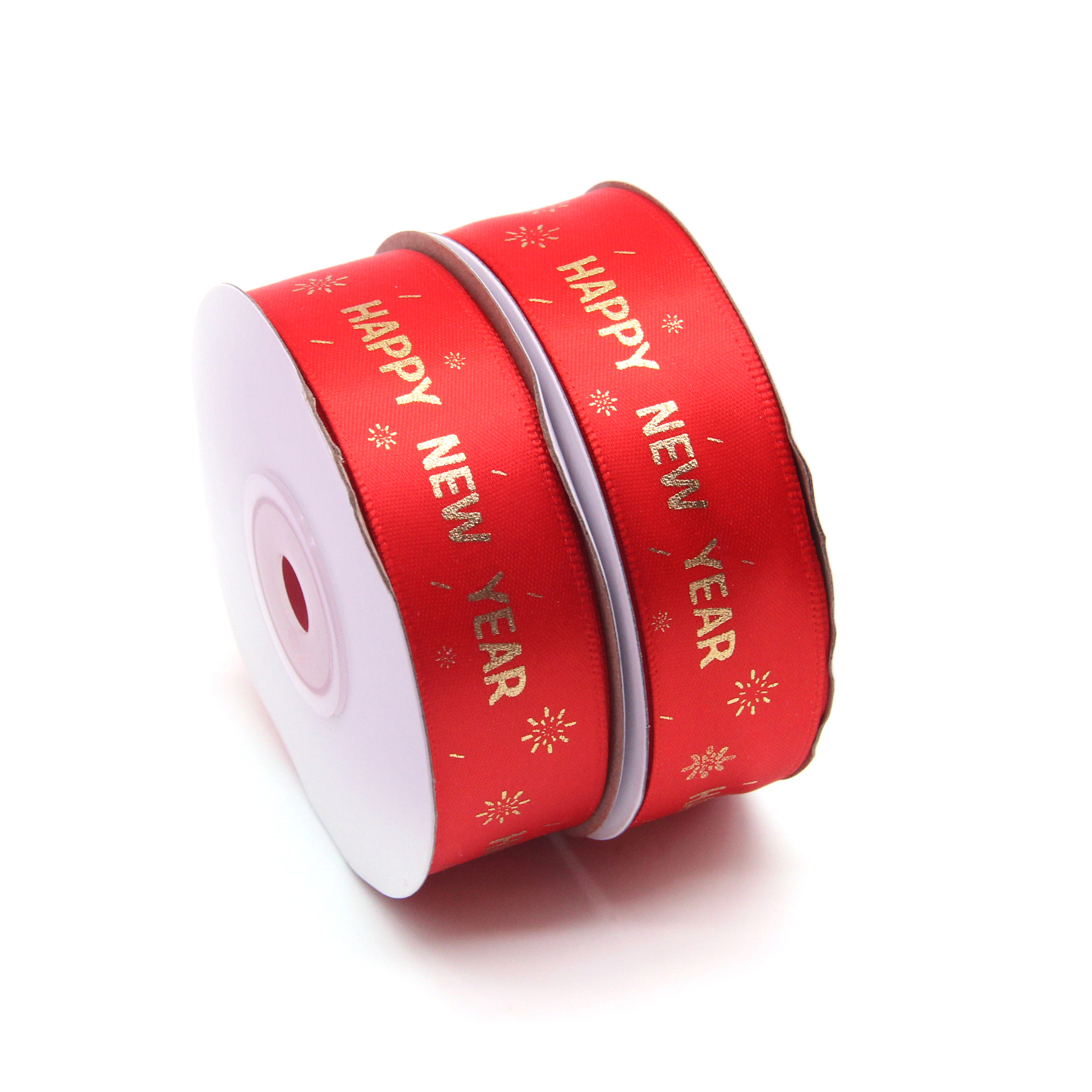 2,5 cm cinta de Año Nuevo rojo Feliz Año Nuevo 2024 Año Nuevo cinta bronceado logo cinturón de poliéster