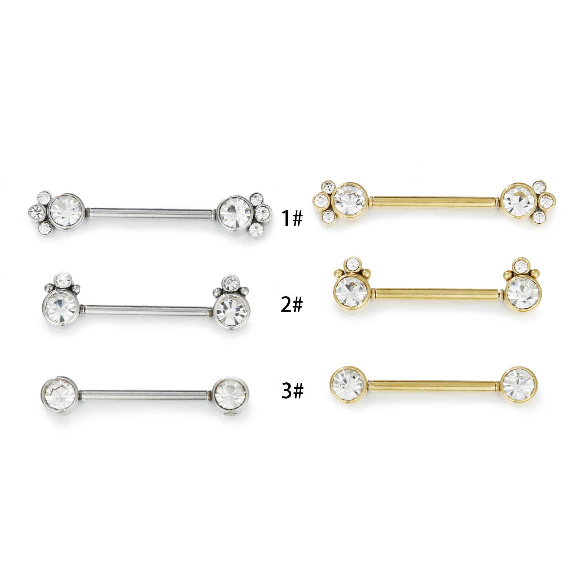 Inlay Design Fashion Solid Color Stainless Steel Inlay Artificial Diamond Adhesive Nail 1 Piece