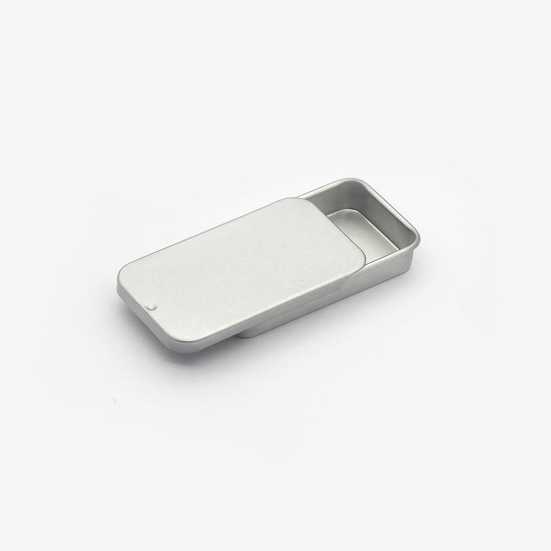 Caja de hojalata deslizante negra en stock, mini caja de hojalata para bálsamo, nueva serie de cajas cuadradas de almacenamiento con sistema de apertura y cierre. image 11
