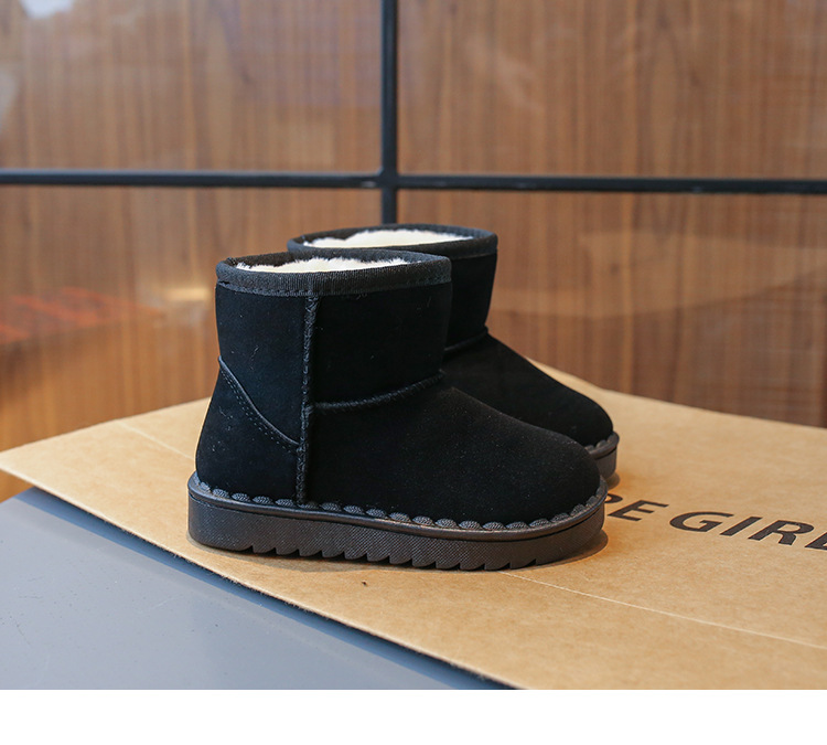 Winter New Children's Shoes Children's 1-16 Year Old Solid Soft Sole Snow Boots Girls' One Step Plush Warm Cotton Shoes_voghion.com
