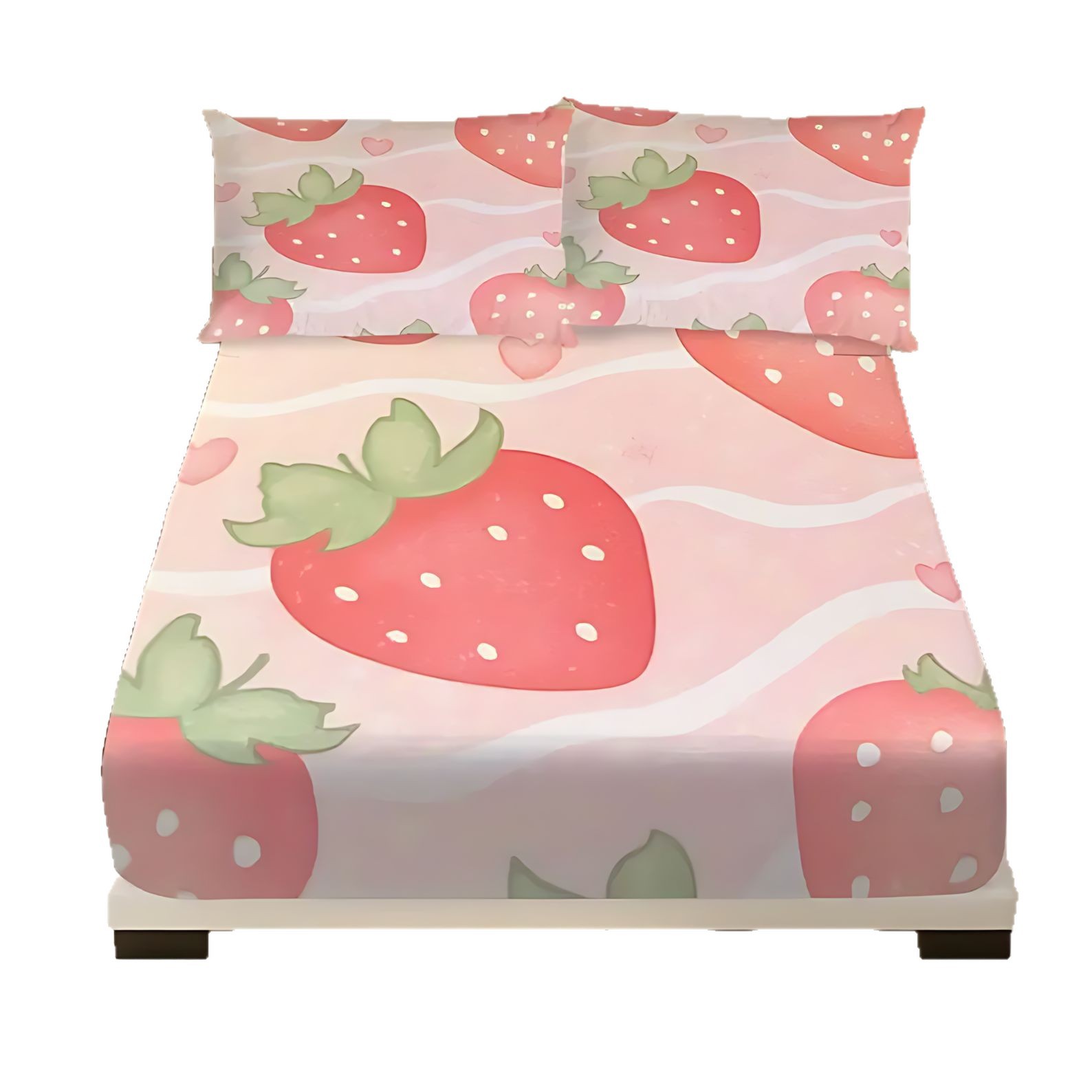 TEMU / JIT serie de frutas de fresa de sandía impresa digital 3D cama gaza pillow cover set textiles domésticos transfronterizos