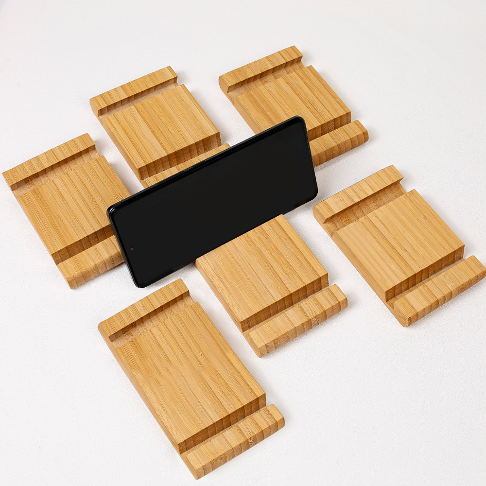 Soporte para teléfono móvil para escritorio, bambú perezoso de madera de bambú, base para teléfono móvil, artesanía simple creativa, decoración de escritorio al por mayor
