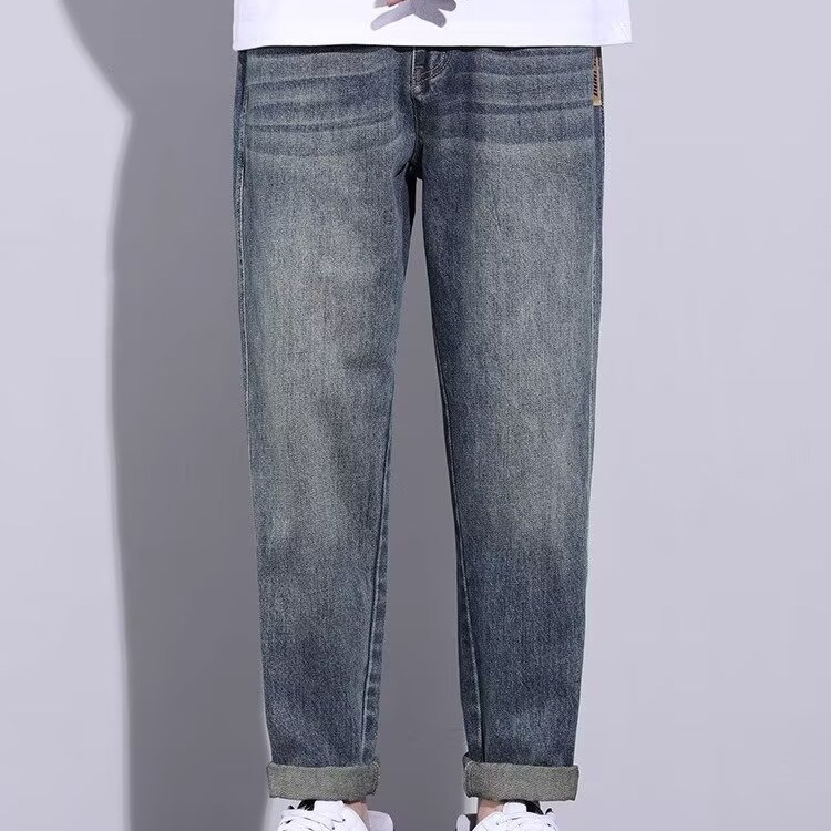 Estilo de Hong Kong hombres de moda verano nuevo estilo 2024 personalidad alfabeto jeans hip-hop ins marea calle alta tendencia pantalones guapos