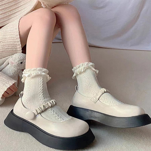 Spring and summer thin white lace mid-calf socks princess socks Japanese versatile jk socks Lolita fairy socks