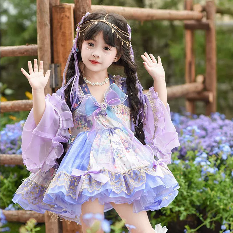 Комфортный осенний маленький принцесский костюм, детская юбка, стильLolita, юбка-туту