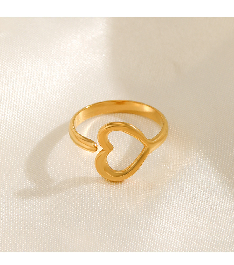 Edelstahl 304 18 Karat Vergoldet Einfacher Stil Überzug Herzform Offener Ring display picture 2
