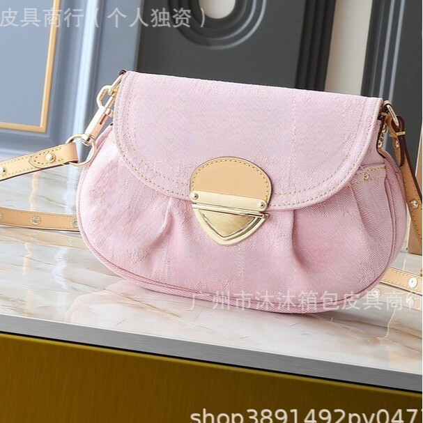 2024 new Denim underarm bag ingot bag shoulder messenger bag high quality leather hardware fashion bag