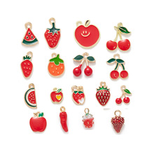 草莓樱桃苹果西瓜水果合金 diy饰品配件跨境发饰钥匙扣挂件吊坠