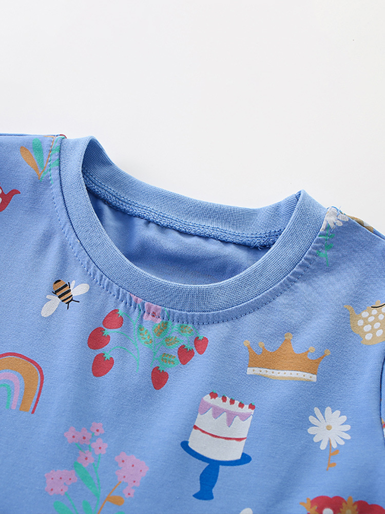 Malwee niñas falda verano nuevo estilo occidental de los niños europeos y americanos cuello redondo manga corta princesa vestido ropa para niños