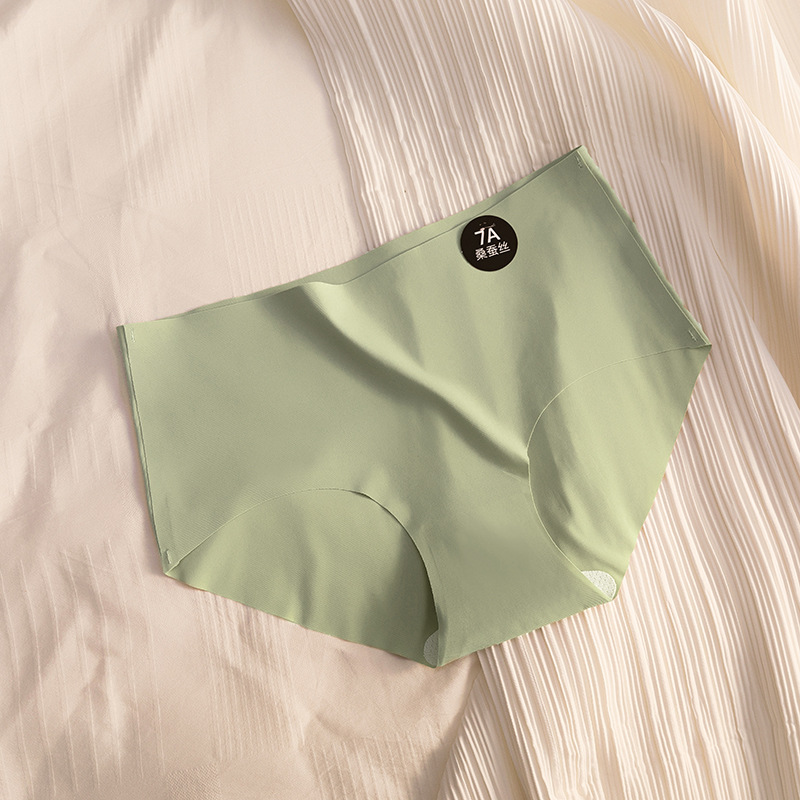 Kefei スポーツシームレス下着女性の夏抗菌ミッドウエスト非挟み込み 7a マルベリーシルクヨガブリーフ