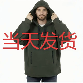 现货跨境欧美加绒摇粒绒卫衣男女同款连帽宽松休闲保暖跨境抽绳