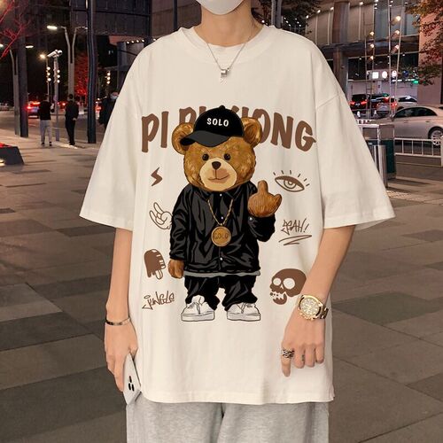 Summer Loose Short Sleeve T-shirt for Men 2025 Men's Half Sleeve Trendy Streetwear Brand Ins Couple's Outfit for Youth Upper Body