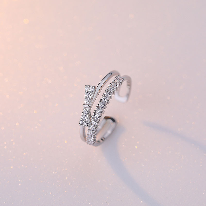 Anello Sunrise Double-Layer Bow per donna, anello aperto per indice in stile minimalista di nicchia di lusso estivo, trendy e_voghion.com