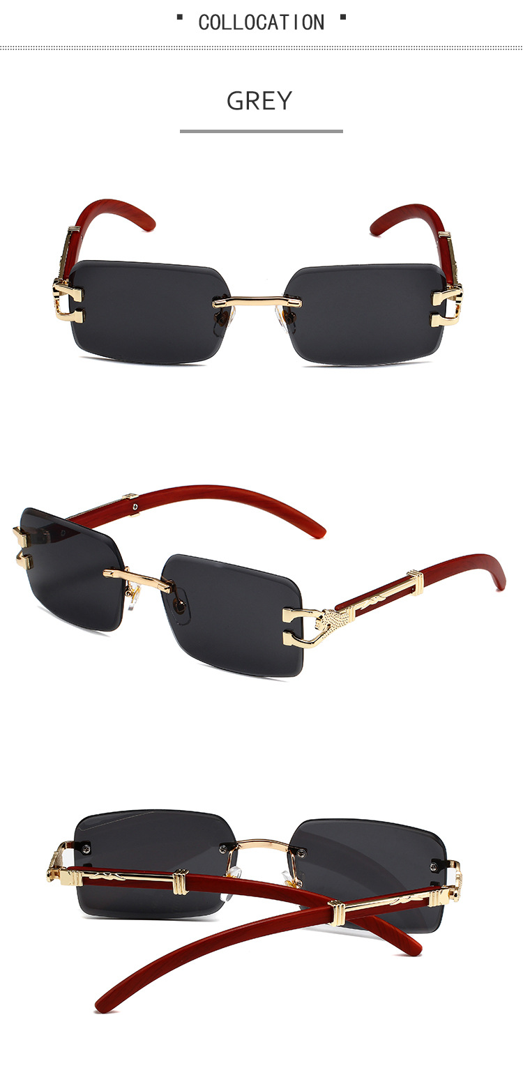 Neue Sonnenbrille mit Leopardenkopf und Holzmaserung für Damen und Herren, doppelstrahlige, diamantbesetzte explosive Brille_voghion.com