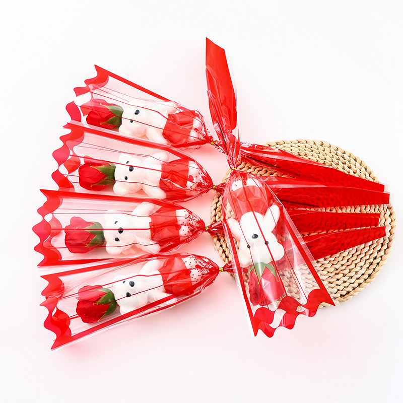 Fabricantes transfronterizos Regalos del día de la madre Flor de jabón de oso único Ramo de rosas de flores artificiales Actividades Empujar pequeños regalos