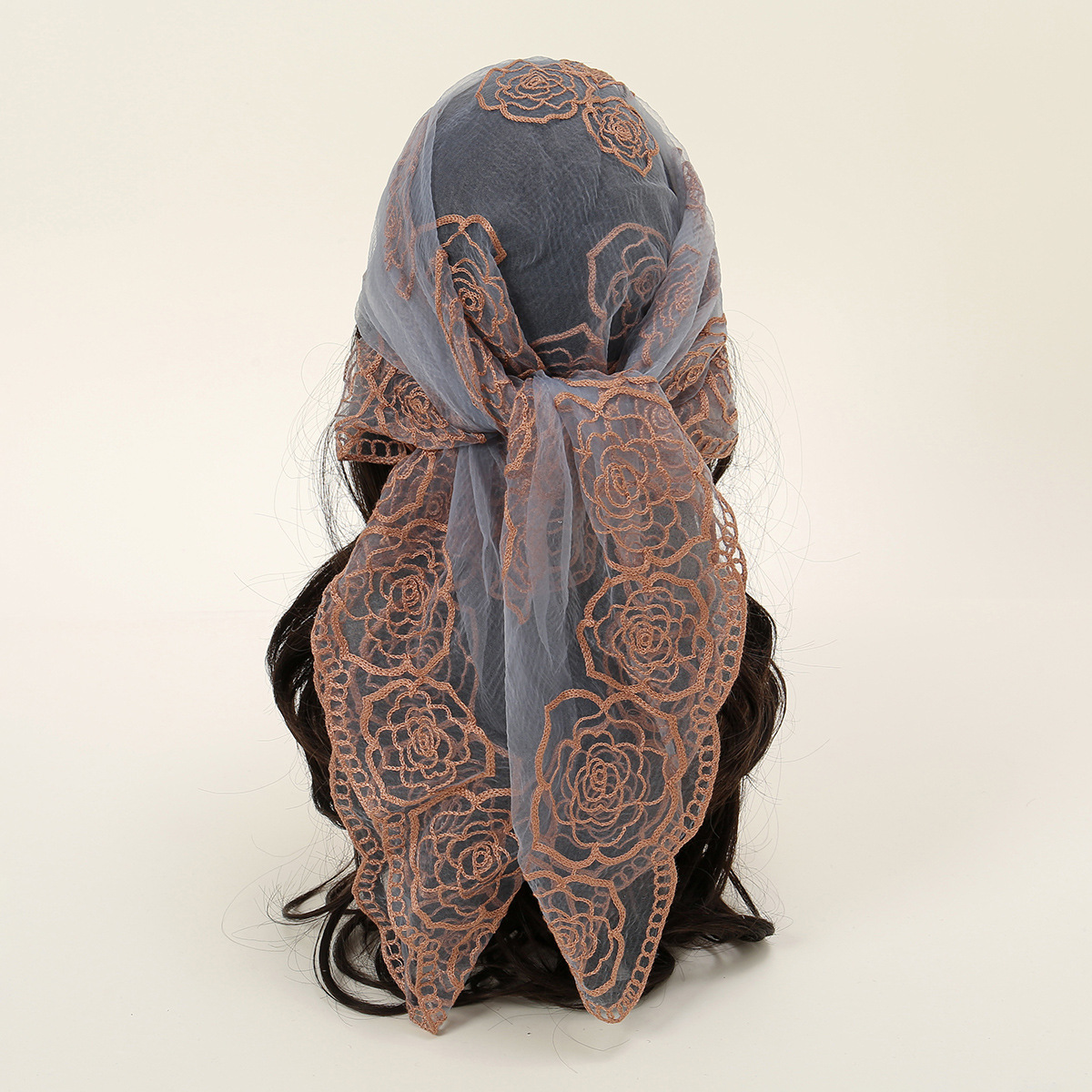 Embroidered Polyester Square Scarf For Women Versatile Silk Style_voghion.com