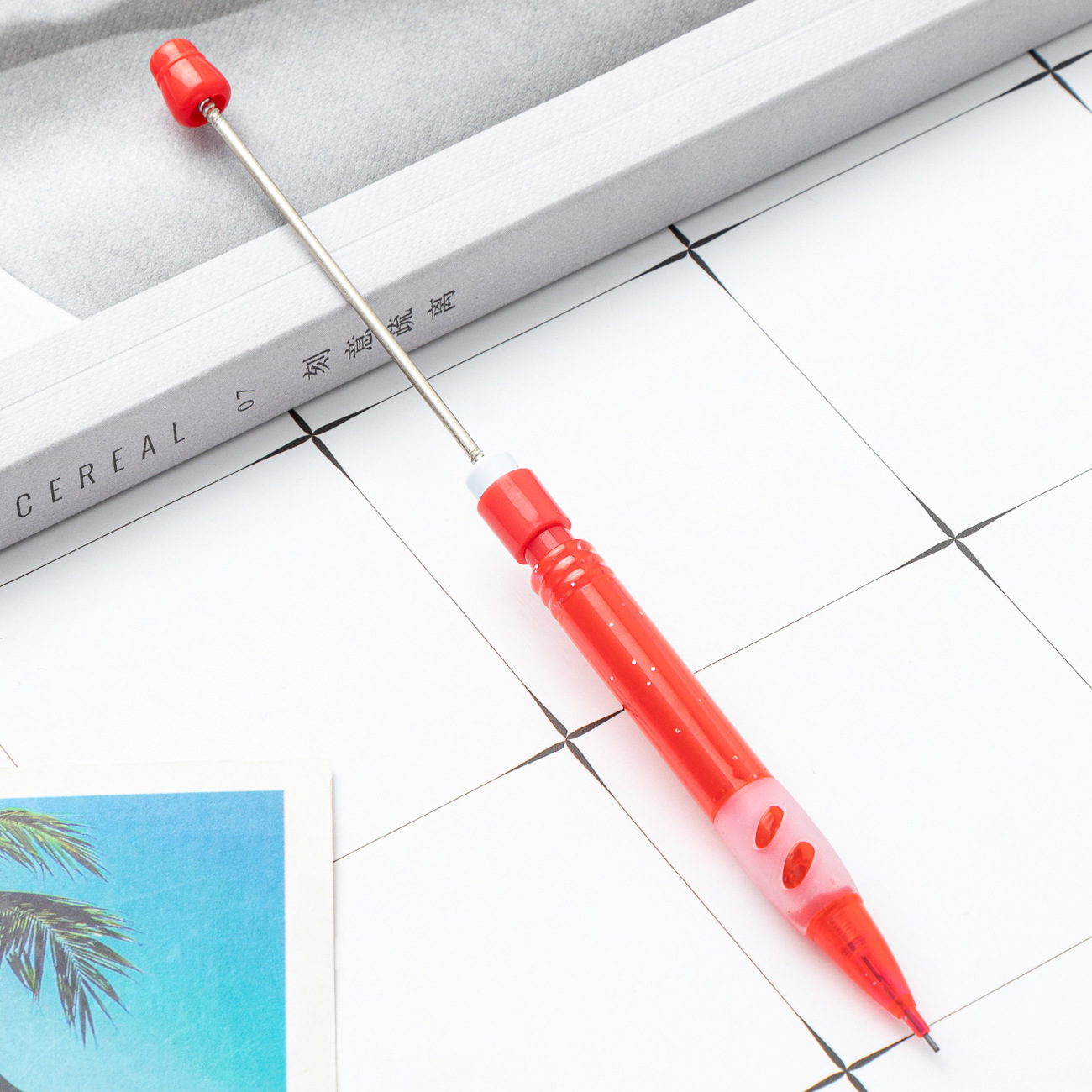 Diy lápiz de cuentas de 0.5mm lápiz sin afilado lápiz automático de núcleo continuo lápiz para estudiantes de primaria para escribir lápiz de viento lindo