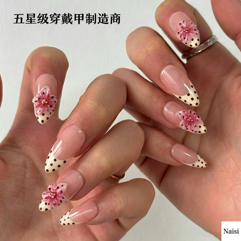3D Cross-Border Short Oval Ice-Transparent Cat-Eye Wearable Nails with Handmade Rhinestone Embossed Sparkling Polka Dots and Floral Designs, Wholesale Nail Tips 3D Cross-Border Short Oval Ice-Transparent Cat-Eye Wearable Nails with Handmade Rhinestone Embossed Sparkling Polka Dots and Floral Designs, Wholesale Nail Tips