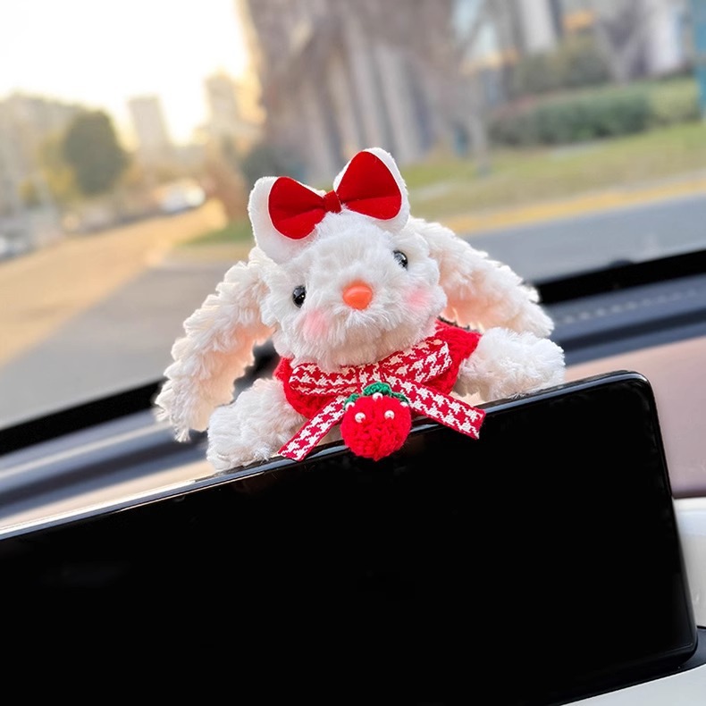 Decoración de coche de conejo Pantalla de control central de coche Muñeca de fiesta Pantalla de visualización Decoración de pantalla Accesorios de coche Muñeca linda mujer