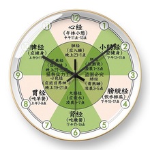 中医药店理疗挂钟养生馆时钟十二时辰电波钟表子午流注艾灸店挂表