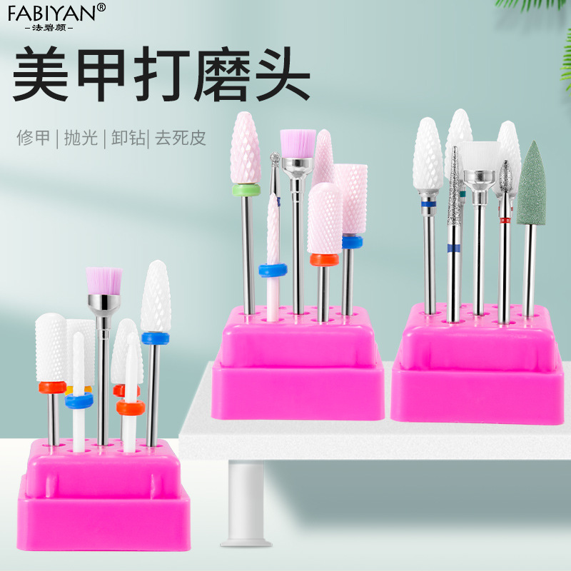 Molienda cabeza uñas tungsteno acero cerámica aleación 7 unidades traje delantero removedor de uñas esmalte de uñas exfoliante Herramientas de limpieza