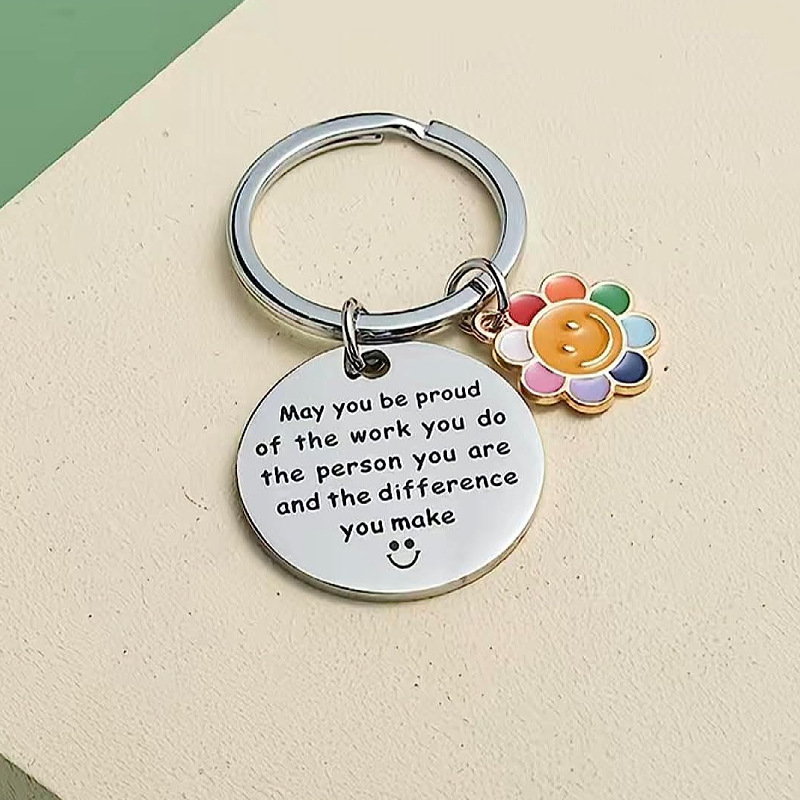 Stainless Steel Thank You Key Ring Thank You Key Ring Women's Gift Men's Resignation Gift Nurse Teacher Tutor