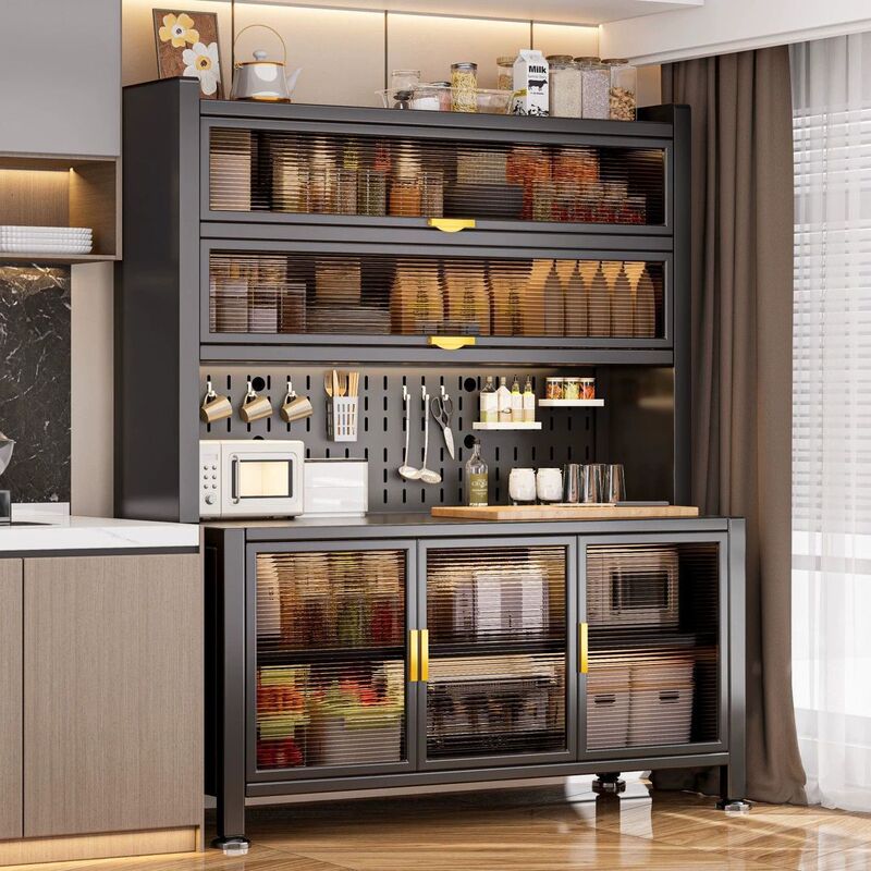 Kitchen stainless steel sideboard floor-standing multifunctional storage rack household storage cabinet cupboard storage cabinet Kitchen stainless steel sideboard floor-standing multifunctional storage rack household storage cabinet cupboard storage cabinet