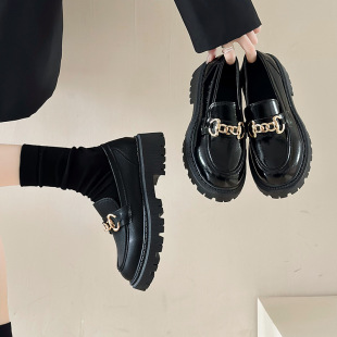 35-42 Size Large Size Women's Shoes Small Leather Shoes Women's British Style Thick Sole Soft Sole All-Match Vintage Lefu Shoes Single Shoes Spring