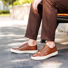 正品男鞋秋季款头层牛皮休闲板鞋男新款百搭复古商务通勤皮鞋