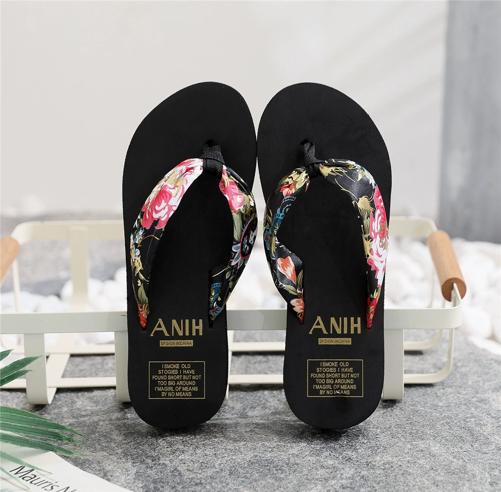 Platform flip flops, high-sole beach slides, ethnic boho style, sizes 35–43