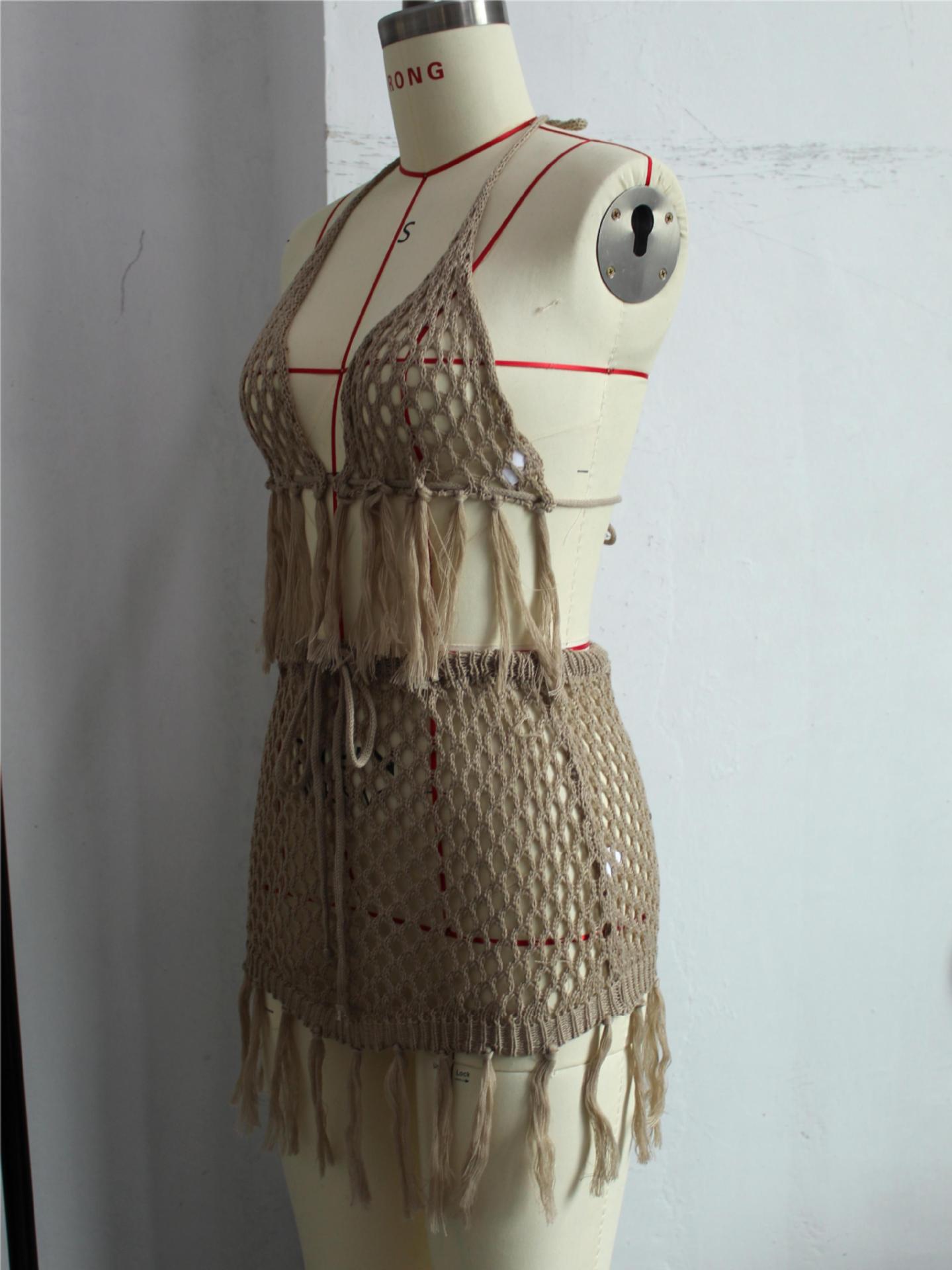 Simple Style Style Tassel Craft Women's Solid Color Simple Style Cover Ups