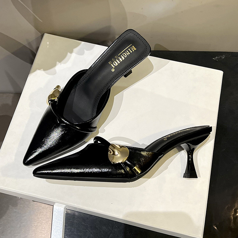2026 nuevo tipo de verano con zapatillas de cabeza de bolsillo con hebilla de talón delgado zapatillas de tacones altos para mujeres con punta universal image 1