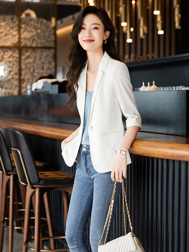 White summer retro classic suit jacket