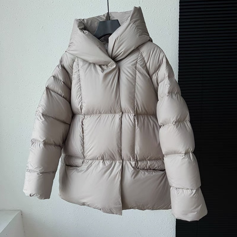 羽绒服女2025年冬季新款短款高端洋气小个子泡芙连帽90白鸭绒外套|undefined