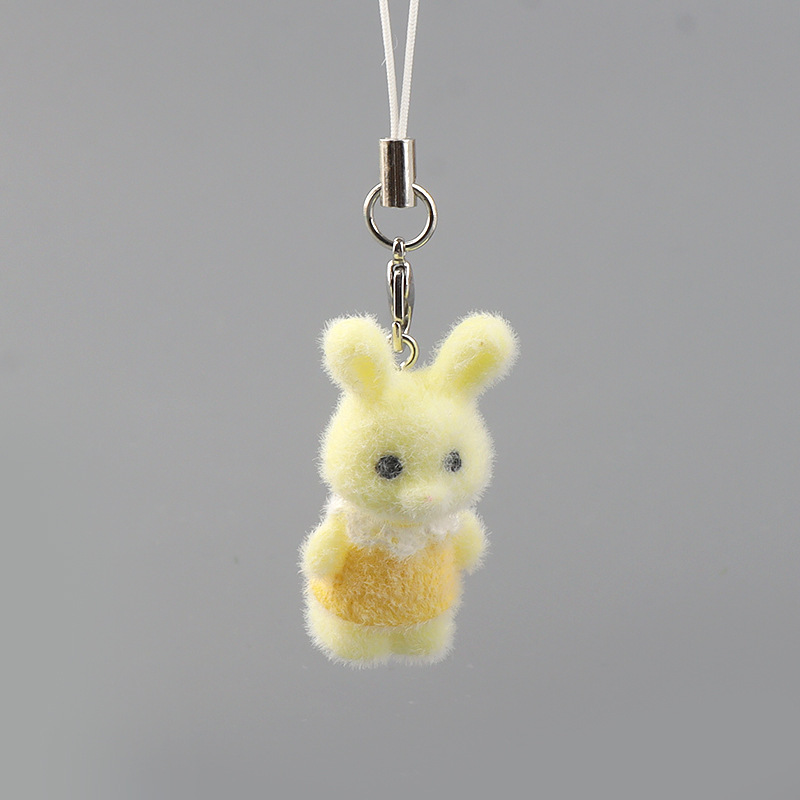 植毛ペンダント 森の動物家族 かわいい立体子犬ペンダント キーホルダー キーホルダー バッグペンダント|undefined