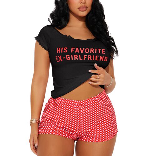 New European and American cross-border pajamas women's summer fashion printed short-sleeved T-shirt shorts home clothes two-piece set can be worn outside 